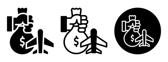 Travel Cost Icon Collection Glyph & Mixed Style
