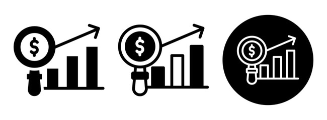 Financial Analysis Icon Collection Glyph & Mixed Style