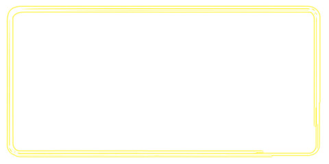 Glowing with neon light effect yellow square frame isolated, futuristic template, glowing lines design on transparent background.