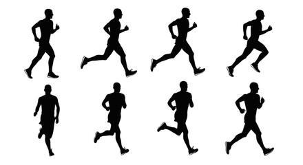 Dynamic runner silhouettes showcase motion and energy, perfect for fitness, sports, or health-related projects in a modern, minimalist style