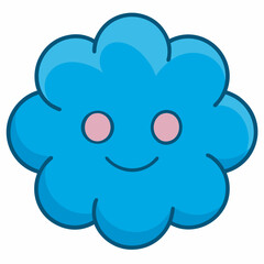 Obraz premium A blue cloud with a smiling face is friendly
