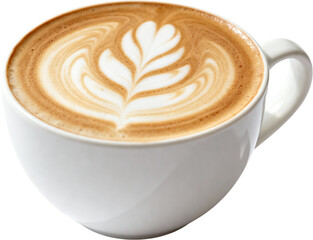 완벽한로제타라떼아트가있는하얀커피잔