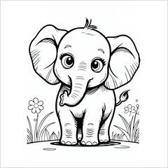A cheerful pink baby elephant mascot cartoon illustration for fun jungle design