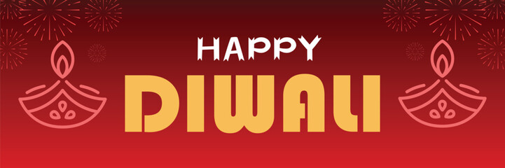 Celebrate the Joy of Diwali with this Festive Design featuring Traditional Oil Lamps and Sparkling Fireworks for a Vibrant and Auspicious Holiday Greeting
