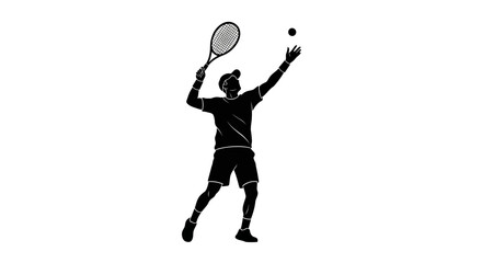 Dynamic tennis player executing a powerful serve, capturing the intense focus and athletic energy of competitive sports on the court.