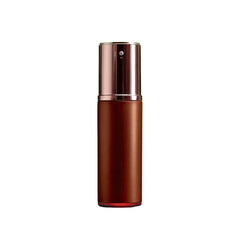 Dark brown pump bottle,  metallic top