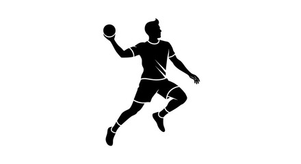 Dynamic silhouette of a handball player in action, throwing the ball with power and precision, ready to score, perfect for sports designs