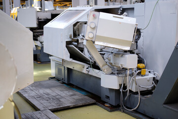 A large machine in a mechanized factory for the production of