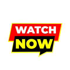 WATCH NOW png, streaming concept tag, media content label, flat design layout, modern creative art