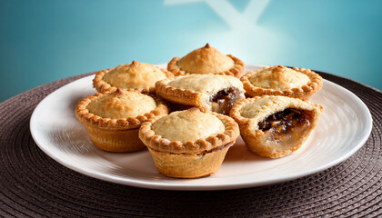 Homemade Festive Mince Pies On White Plate
