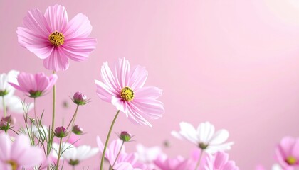Delicate pink flowers blooming in a serene garden nature photography soft background tranquil environment close-up view floral beauty