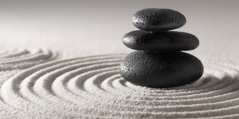 Zen garden with stacked stones