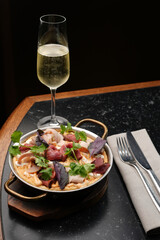 Savory Pancake with Cold Cuts and Sparkling Wine