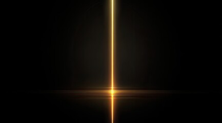 Golden vertical light beam on black background