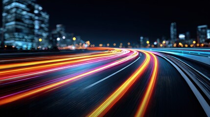 Obraz premium Abstract Colorful Night City Lights Trails