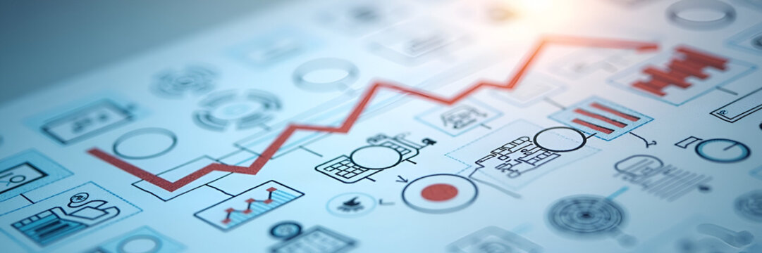 Business continuity management is represented through strategic planning visuals and risk assessment icons, allowing for text overlay in a clean and professional format.