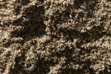 Calm macro close up of natural sand texture background. detailed abstract pattern of surface shows each tiny grain in beautiful, earthy brown tones