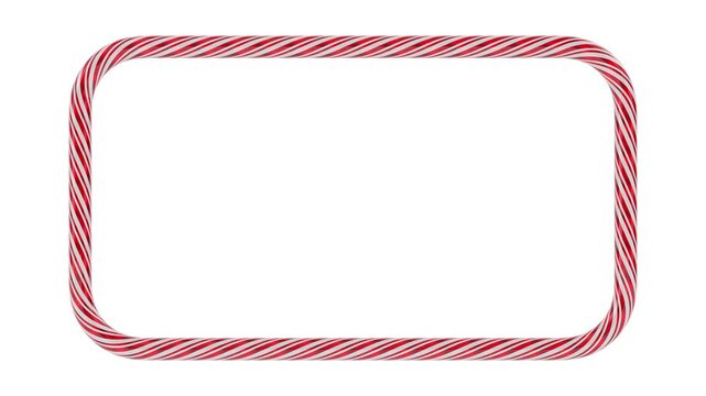 Frame from candy cane on white background. Isolated 3D illustration