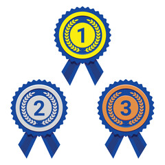 Simple First Second Third Place Rosette Style Award Badge Icon Design