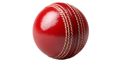 red cricket ball isolated on transparent background
