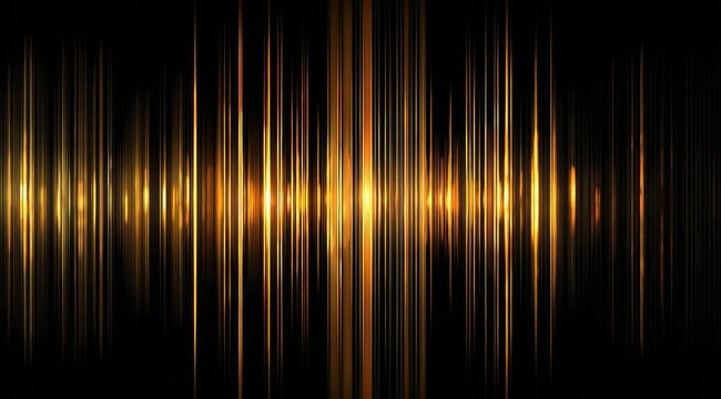 Abstract golden energy waves on black background