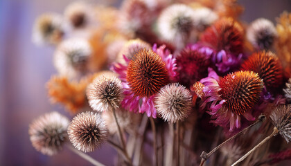 Dried Gomphren Flowers Still Life Macro Photo