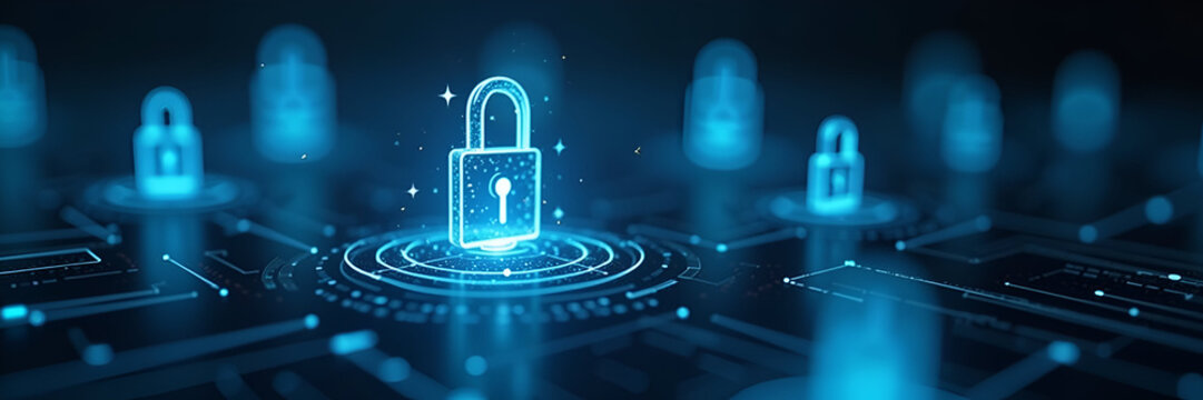 Floating Public Key Infrastructure (PKI) icons surround a digital space, capturing the essence of data encryption and security within an engaging and professional framework.