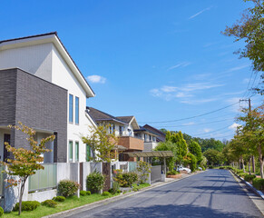 住宅地,家,住宅,青空,日本,