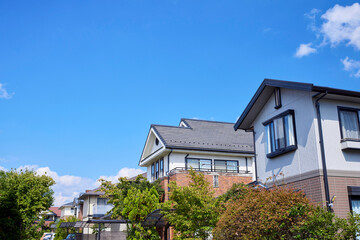 住宅地,家,住宅,青空,日本,