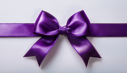 Purple Ribbon And Bow Isolated Against Transparent Background