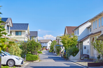 住宅地,家,住宅,青空,日本,