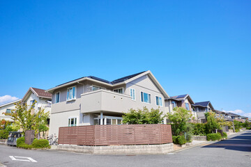住宅地,家,住宅,青空,日本,