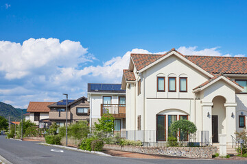 住宅地,家,住宅,青空,日本,