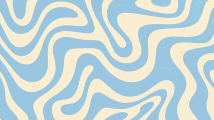 Abstract swirl pattern in light blue and creamy white modern retro design