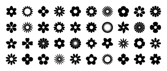 Flowers icon set isolated on white background. Vector illustration.
