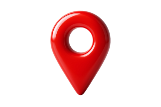 Glossy Red 3D Map Pin Icon, Location Marker, Navigation, GPS Symbol, Travel, Isolated