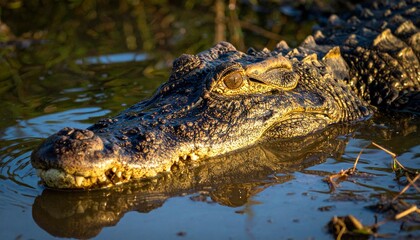 Obraz premium Detailed Portrait of a Caiman Capturing the Allure of a Dangerous Predator