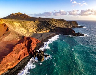 Volcanic Coastline of Lanzarote Canary Islands.