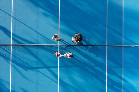 aerial view of tennis court