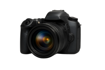 Professional Black DSLR Camera with Zoom Lens