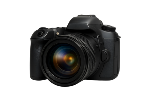 Professional Black DSLR Camera with Zoom Lens