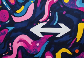 A close-up of an abstract pattern with swirling colors and shapes, reminiscent of liquid paint flowing on fabric.