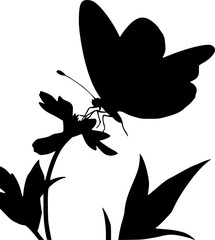 Butterfly and Blossom Silhouette Illustration