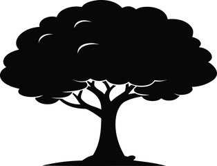 Tree Silhouette Vector – Black Oak Style Tree Icon for Nature and Landscape