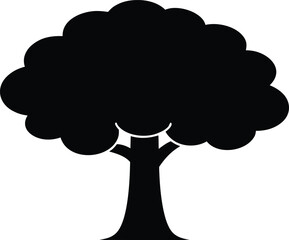 Tree Silhouette Vector – Black Oak Style Tree Icon for Nature and Landscape