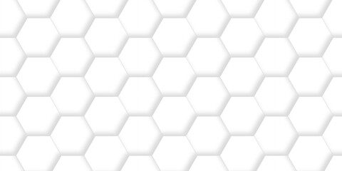 Abstract pattern hexagonal white technology line paper background. Hexagonal grid tile mosaic structure mess cell design. white and gray hexagon honeycomb football geometric copy space business text	