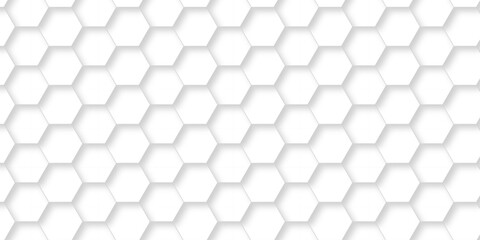 Abstract pattern hexagonal white technology line paper background. Hexagonal grid tile mosaic structure mess cell design. white and gray hexagon honeycomb football geometric copy space business text	