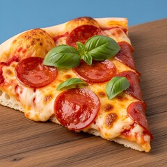 Delicious Pepperoni Pizza Single Slice with Stretchy Cheese