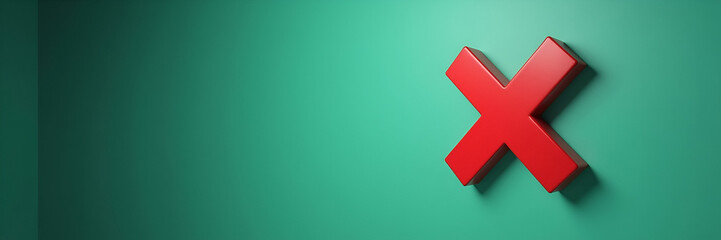 Obraz premium A floating green checkmark and red cross are selected interactively, captured with leading lines to create an engaging visual that allows ample room for textual overlay.