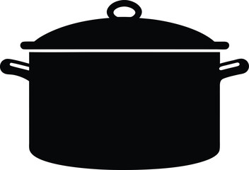 Cooking pot icon with shadow vector, Cooking pot silhouette icon vector illustration design